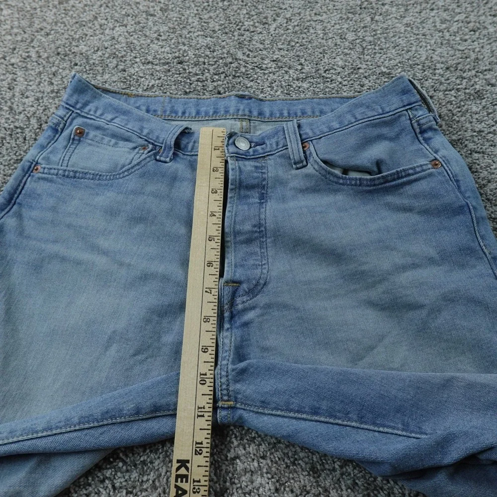 Levis Jeans Mens 32X30 Light Blue Denim Pants 501 Button Fly Straight Stretch